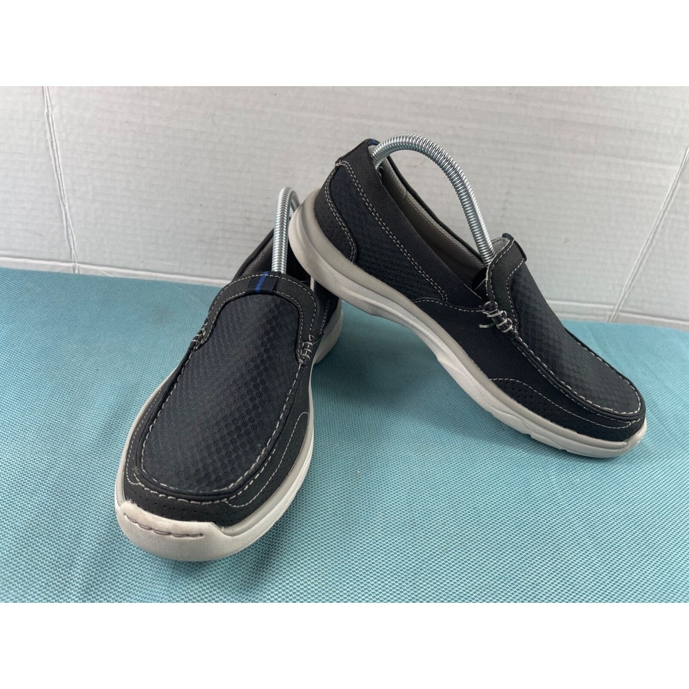 Skechers Cloudstepper Loafers Men 7M Shoes Black Leather Knit Marus Step SlipOn